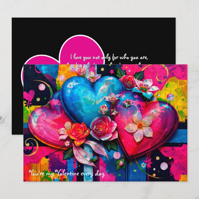 Cartão De Festividades [Graffiti  Love} Goth Grunge Valentines Day Card (Frente/Verso)