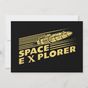 Cartão De Festividades Gráficos do Foguete Explorador Espacial Retro