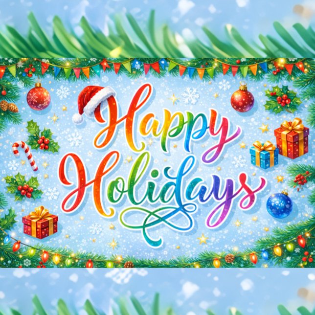 Cartão De Festividades Gráficos Sazonais Alegres e Felizes (“A little burst of holiday happiness”)