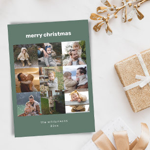 Cartão De Festividades Grama de Fotografias Múltiplas de Natal Simples Ve