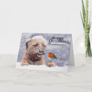 Cartão De Festividades Granddaughter, Christmas, Border Terrier Dog Card