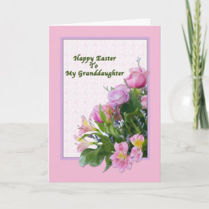 Cartão De Festividades Granddaughter's Easter Card with Spring Flowers