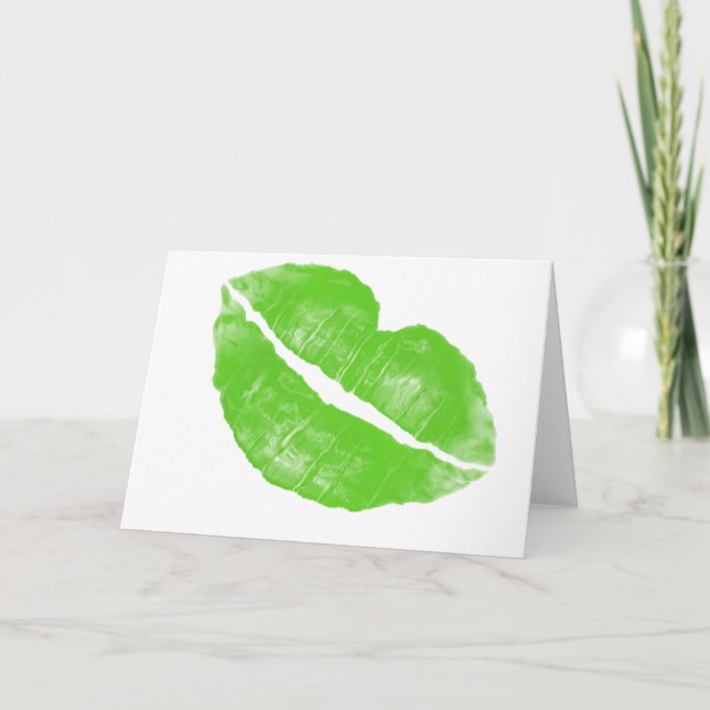 Cartão De Festividades Grande Bloco de Lipstick Verde Irlandês sobre Tran (Frente)