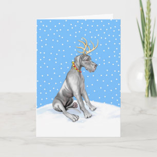 Cartão De Festividades Grande Dane Reindeer Natal Black UC