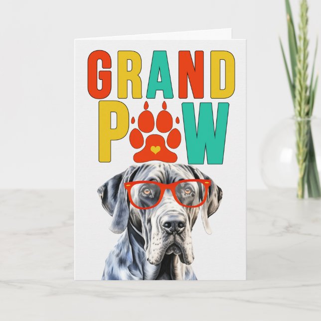 Cartão De Festividades Grande Dia dos Avós GrandPAW Dane GrandDOG (Frente)