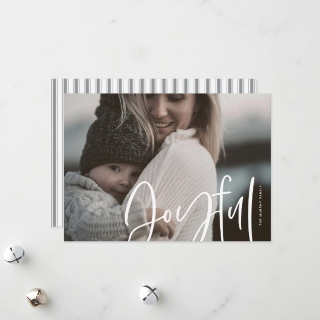 Cartão De Festividades Grande Foto Clássica Joyful Escrita Casualmente (Frente/Verso In Situ)