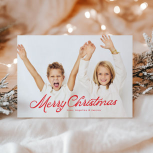 Cartão De Festividades Grande Foto Vermelha Escapa de Letras Feliz Natal
