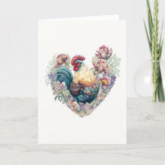 Cartão De Festividades Grande Galo de Flores para Dia de os namorados