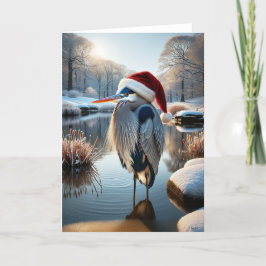 CARTÃO DE FESTIVIDADES GRANDE GARÇA AZUL DE NATAL - INVERNO DA VIDA SELVA