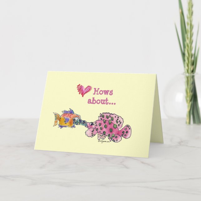 Cartão De Festividades Grande molhe peixes dos desenhos animados do beijo (Frente)