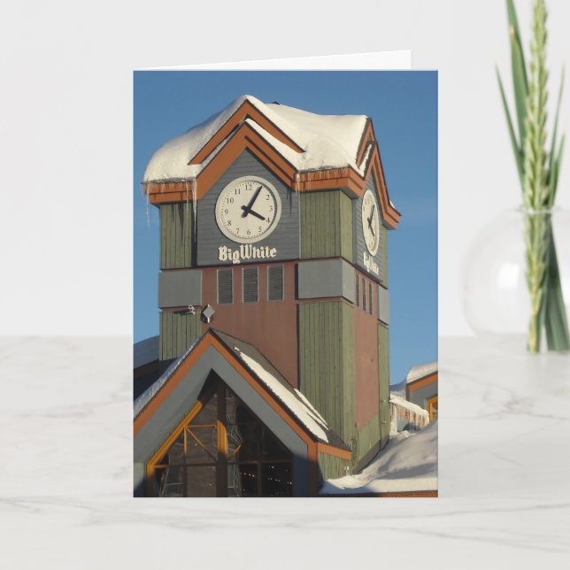 Cartão De Festividades Grande resort de esqui branco (Frente)