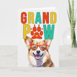 Cartão De Festividades GrandPAW Welsh Corgi GrandDOG Dia dos Avós