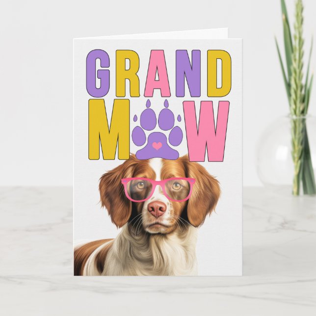 Cartão De Festividades GranMAW Brittany Spaniel GrandDOG Grandparents Day (Frente)