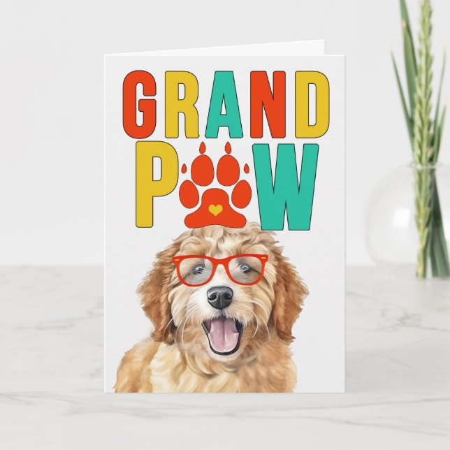 Cartão De Festividades GranPAW Goldendoodle DOG Engraçado Dia dos Avós (Frente)
