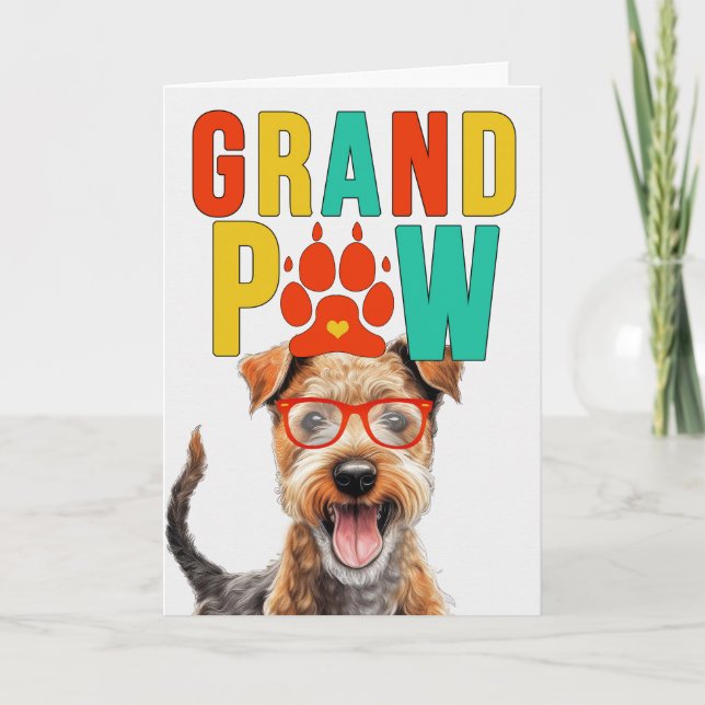 Cartão De Festividades GranPAW Lakeland Terrier Dia dos Avós Engraçados (Frente)