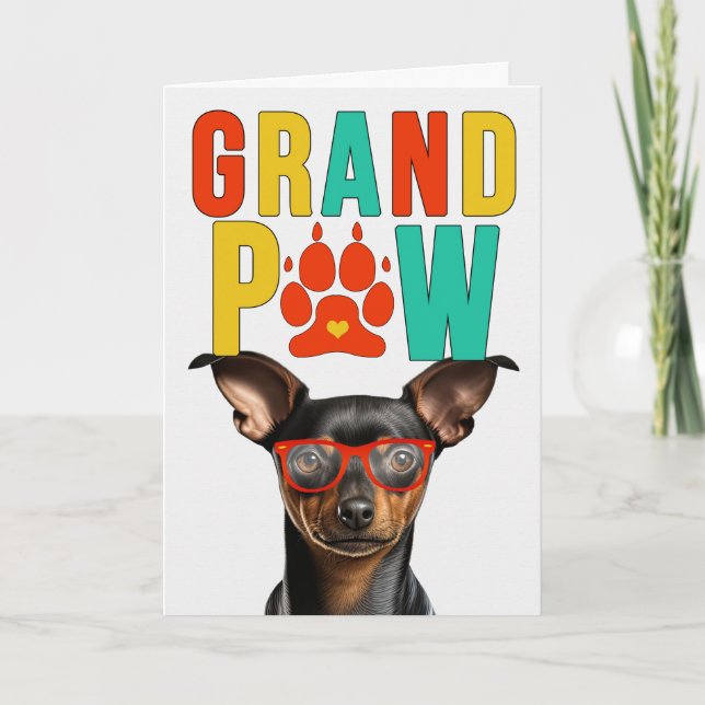 Cartão De Festividades GranPAW Min Pin Dog Engraçado Dia dos Avós (Frente)