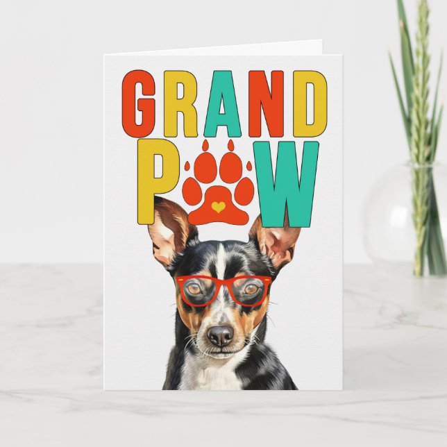 Cartão De Festividades GranPAW Rat Terrier Dog Engraçado Dia dos Avós (Frente)