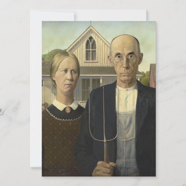 Cartão De Festividades Grant Wood - American Gothic (Frente)