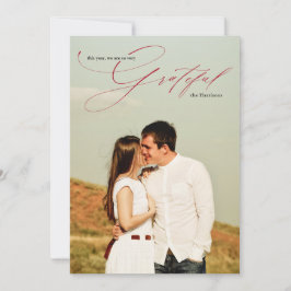 Cartão De Festividades Grata Foto do Cheio de Caligrafia do Script Vermel