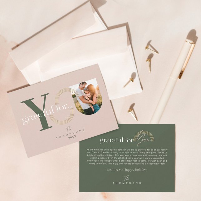 Cartão De Festividades Grata Para Você, Arca Geométrica Moderna, Uma Foto (Criador carregado)