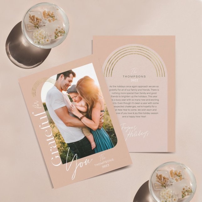 Cartão De Festividades Grata Para Você, Arca Geométrica Moderna, Uma Foto (Criador carregado)