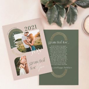 Cartão De Festividades Grata Para Você Arco Geométrico Moderno Duas Fotos