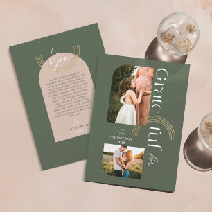 Cartão De Festividades Grata Para Você Arco Geométrico Moderno Duas Fotos