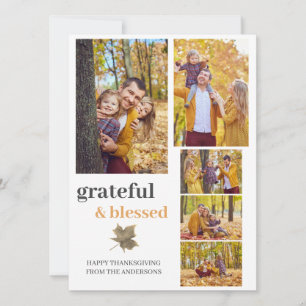 Cartão De Festividades Grateful e abençoada Foto da família de ação de gr