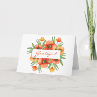 Cartão De Festividades Grateful Floral Watercolor Ação de Graças
