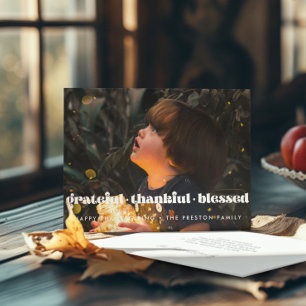 Cartão De Festividades Grateful Graças Abençoado família de Ação de Graça