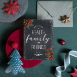 Cartão De Festividades Grateful Health Family Amigos Typografia Xmas<br><div class="desc">Grateful Health Family Amigos Typografia Xmas Holiday Card</div>