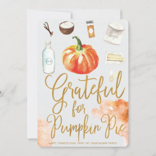 Cartão De Festividades Grateful Pumpkin Pie Modern Watercolor