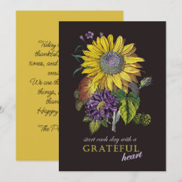 Cartão De Festividades Grateful Vintage Sunflower Floral