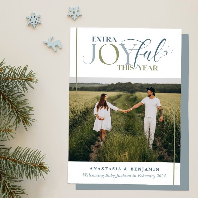 Cartão De Festividades Gravidez Azul e Verde Extra Joyful (Criador carregado)