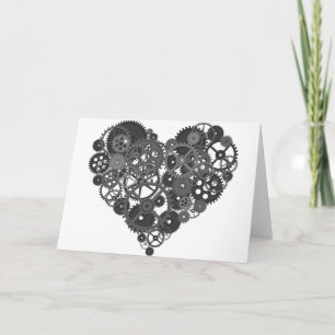 Cartão De Festividades Gray Gears Heart
