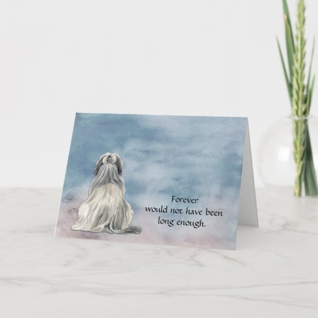 Cartão De Festividades Gray White Lhasa Apso Dog Sympathy Card (Frente)