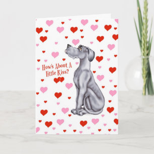 Cartão De Festividades Great Dane Blue UC Valentine's Day Kiss