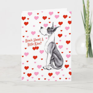 Cartão De Festividades Great Dane Mantle Valentine's Day Kiss