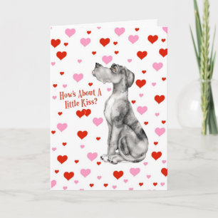 Cartão De Festividades Great Dane Merle UC Valentine's Day Kiss