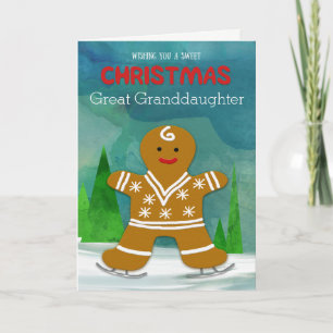 Cartão De Festividades Great Granddaughter Christmas Gingerbread Man