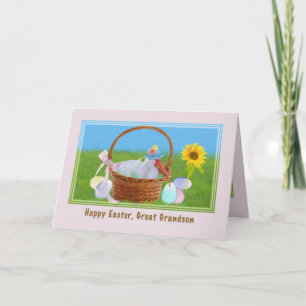 Cartão De Festividades Great Grandson's Easter Card with Ibis and Basket