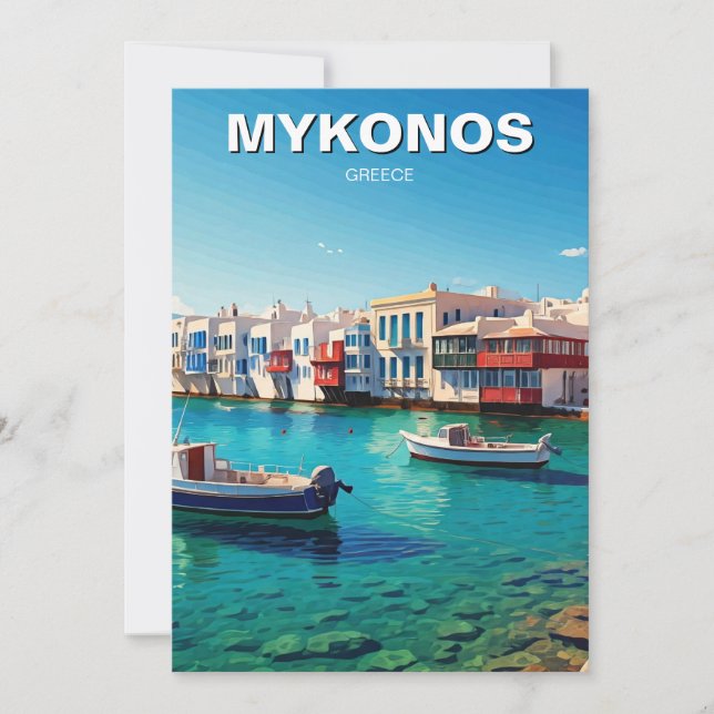Cartão De Festividades Grécia Mykonos Barcos das Ilhas Gregas (Frente)