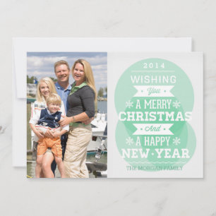 Cartão De Festividades Green bubble typography Christmas holiday photo