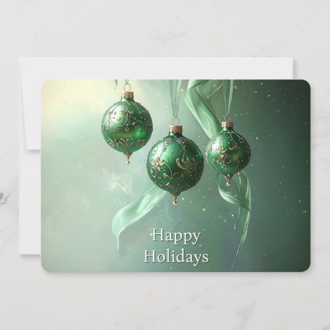 Cartão De Festividades Green Christmas Ball Holiday Card (Frente)