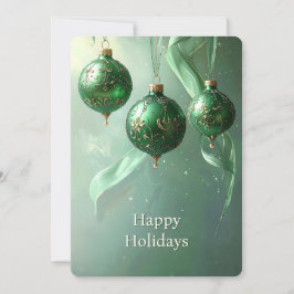 Cartão De Festividades Green Christmas Ball Holiday Card