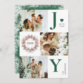 Cartão De Festividades Green Elegant Holly Berries 3 Foto de Natal