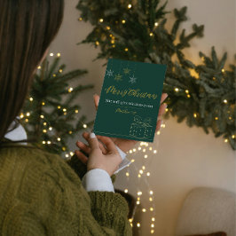 Cartão De Festividades Green & Gold Christian Christmas Card – Matt. 1:21