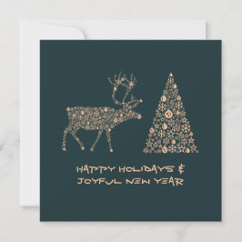 Cartão De Festividades Green greeting card HAPPY HOLIDAYS JOYFUL NEW YEAR