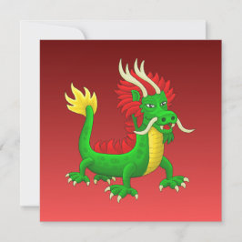 Cartão De Festividades Green Hand Drawn Chinese Dragon