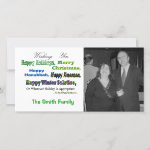 Cartão De Festividades Green Multi holiday greetings